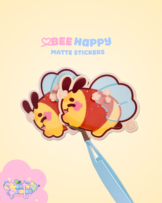 Bee Happy | Matte Die-Cut Vinyl Sticker