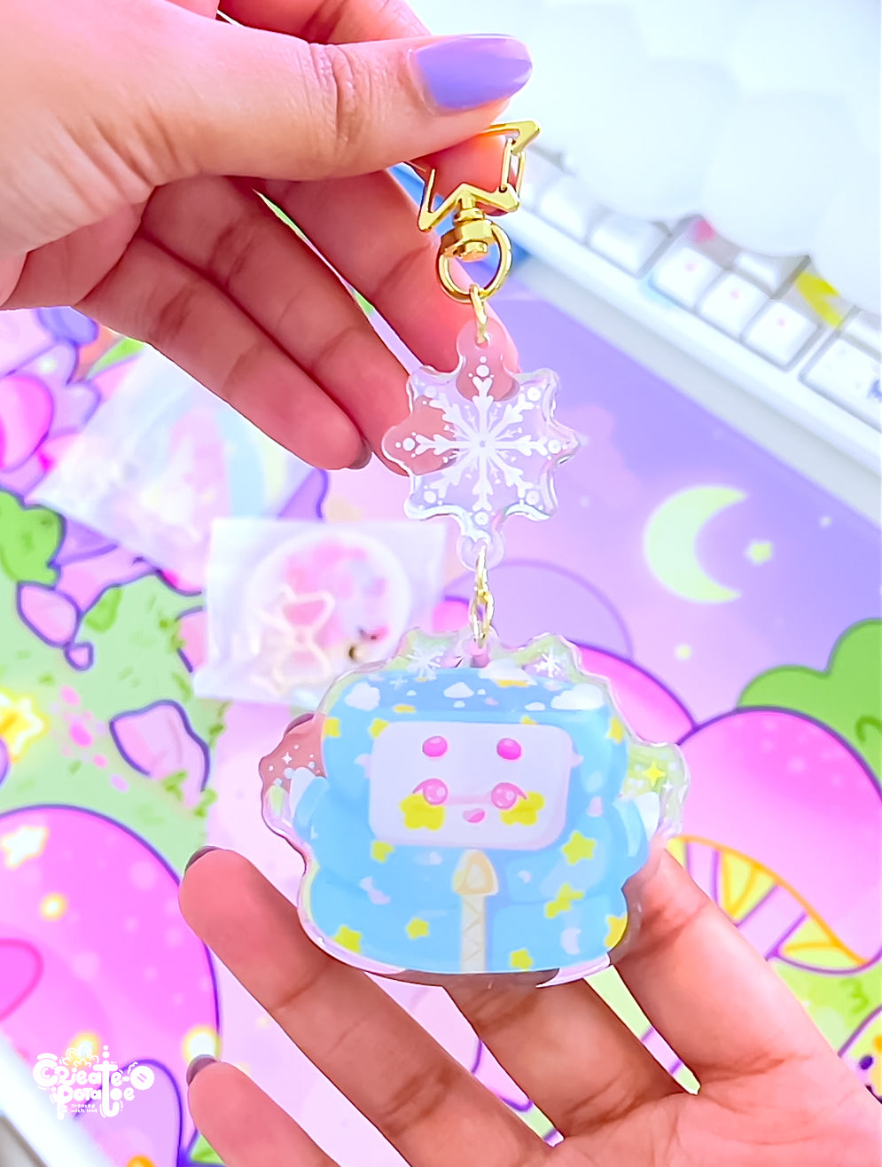 成功的雪天 | 闪光环氧亚克力钥匙扣