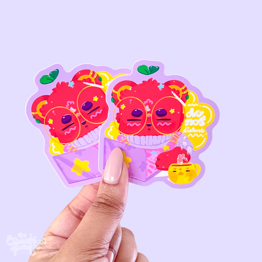 Do Not Disturb Sarcastic bear Matte Sticker | Die-Cut Vinyl Decal