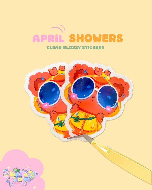April Showers | Clear Glossy Die-Cut Sticker