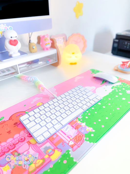 Create-O Cafe Deskmat | Kawaii Gaming Desk Pad | Cafe Theme