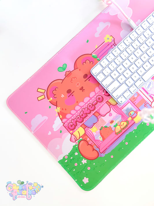 Create-O Cafe Deskmat | Kawaii Gaming Desk Pad | Cafe Theme