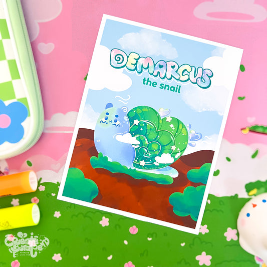 Demarcus the Snail | Satin Art Print | Office Decor & Home Decor by Create-O Potatoe®