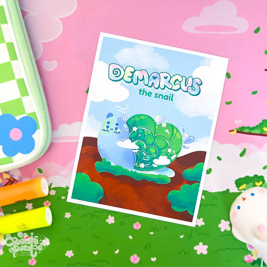 Demarcus the Snail | Satin Art Print | Office Decor & Home Decor by Create-O Potatoe®