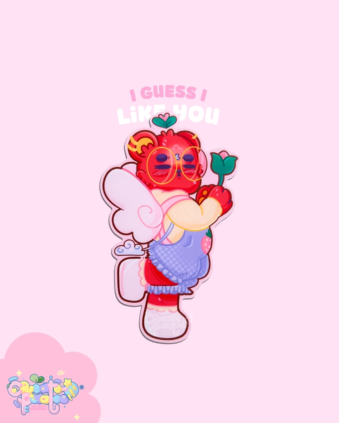 I Guess I Like You | Sarcastic Bear Kawaii Matte Die-Cut Sticker