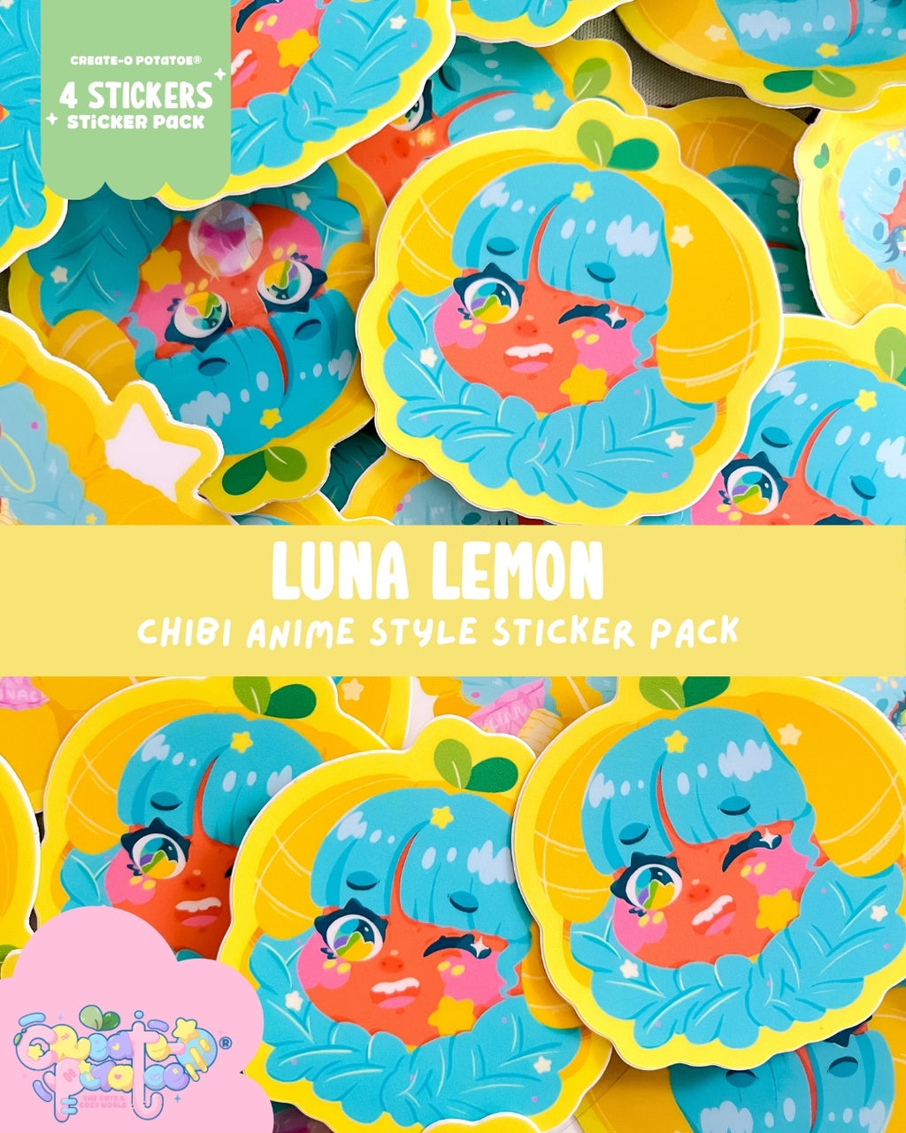 Luna Lemon Pack | Cute Vinyl Stickers With Various Finishes