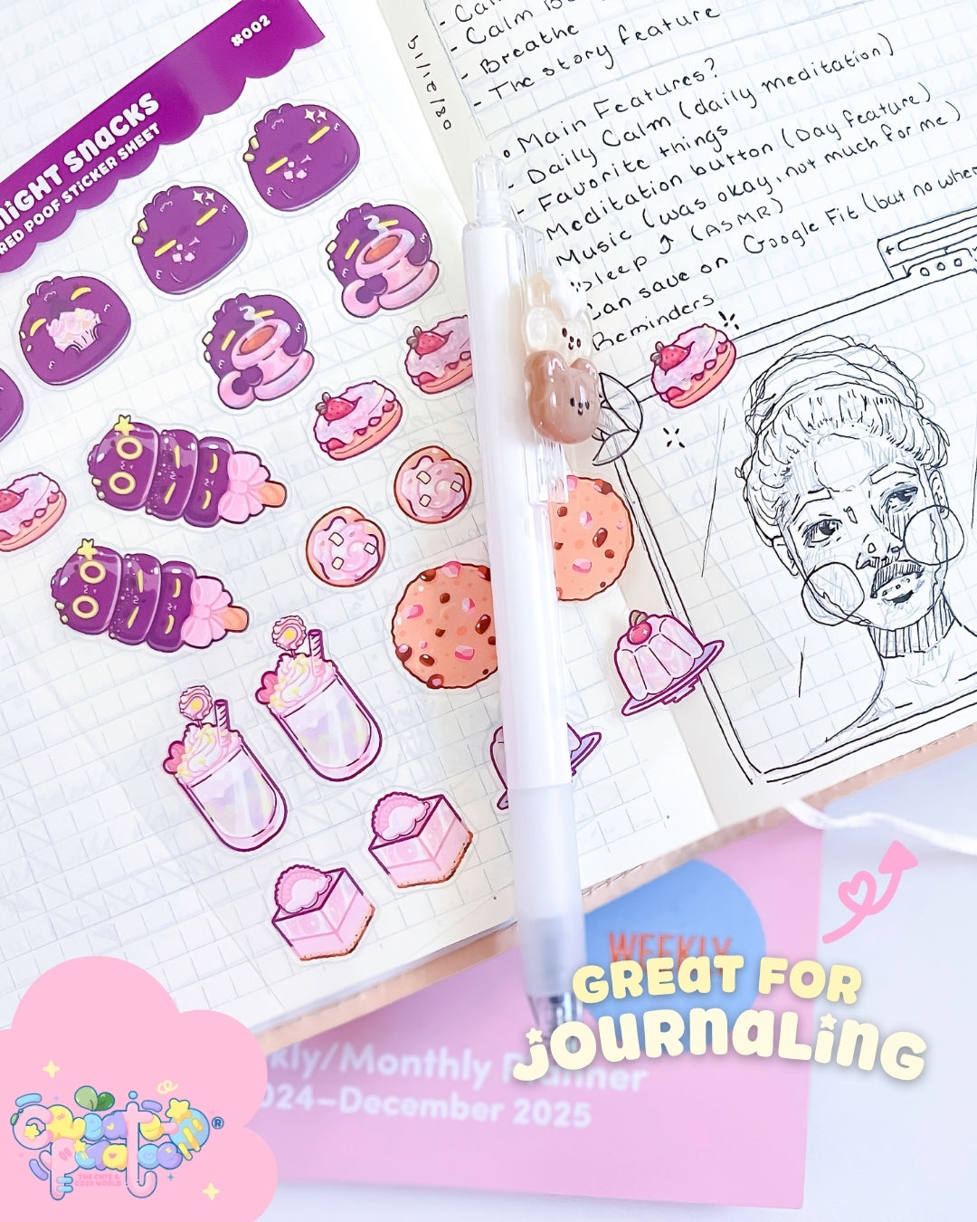 Midnight Snacks | Clear Sticker Sheet | Die-Cut Vinyl Decal