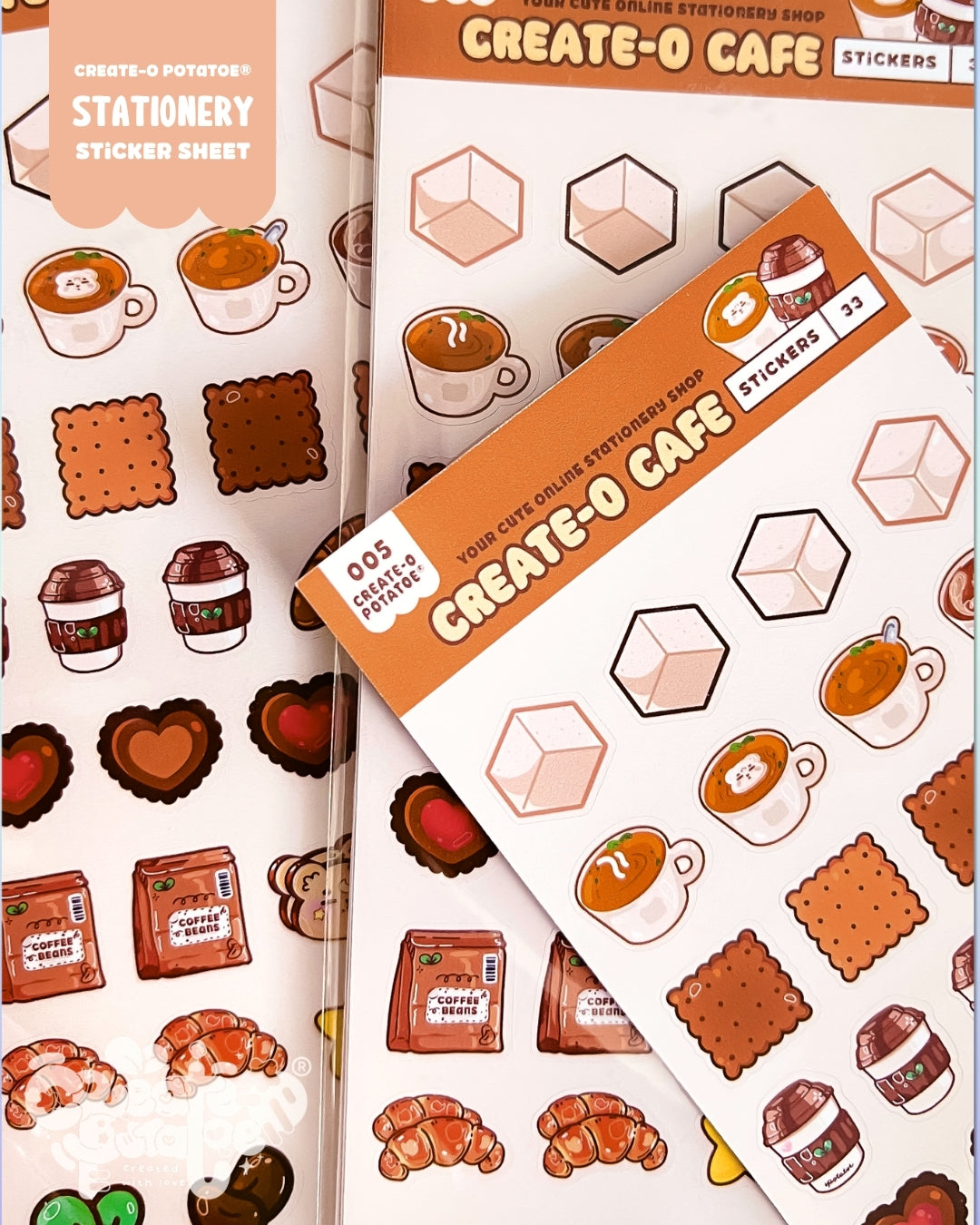 Create-O Cafe | Cafe Themed Stationery Sticker Sheets