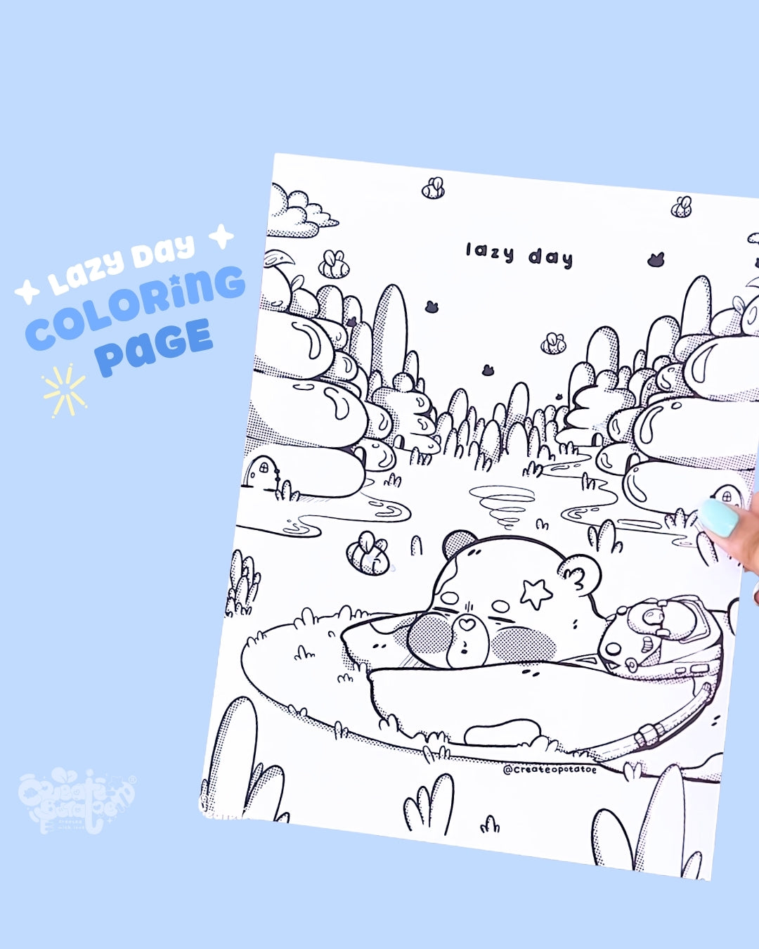 Lazy Day Coloring Pages | Printable & Digital Download