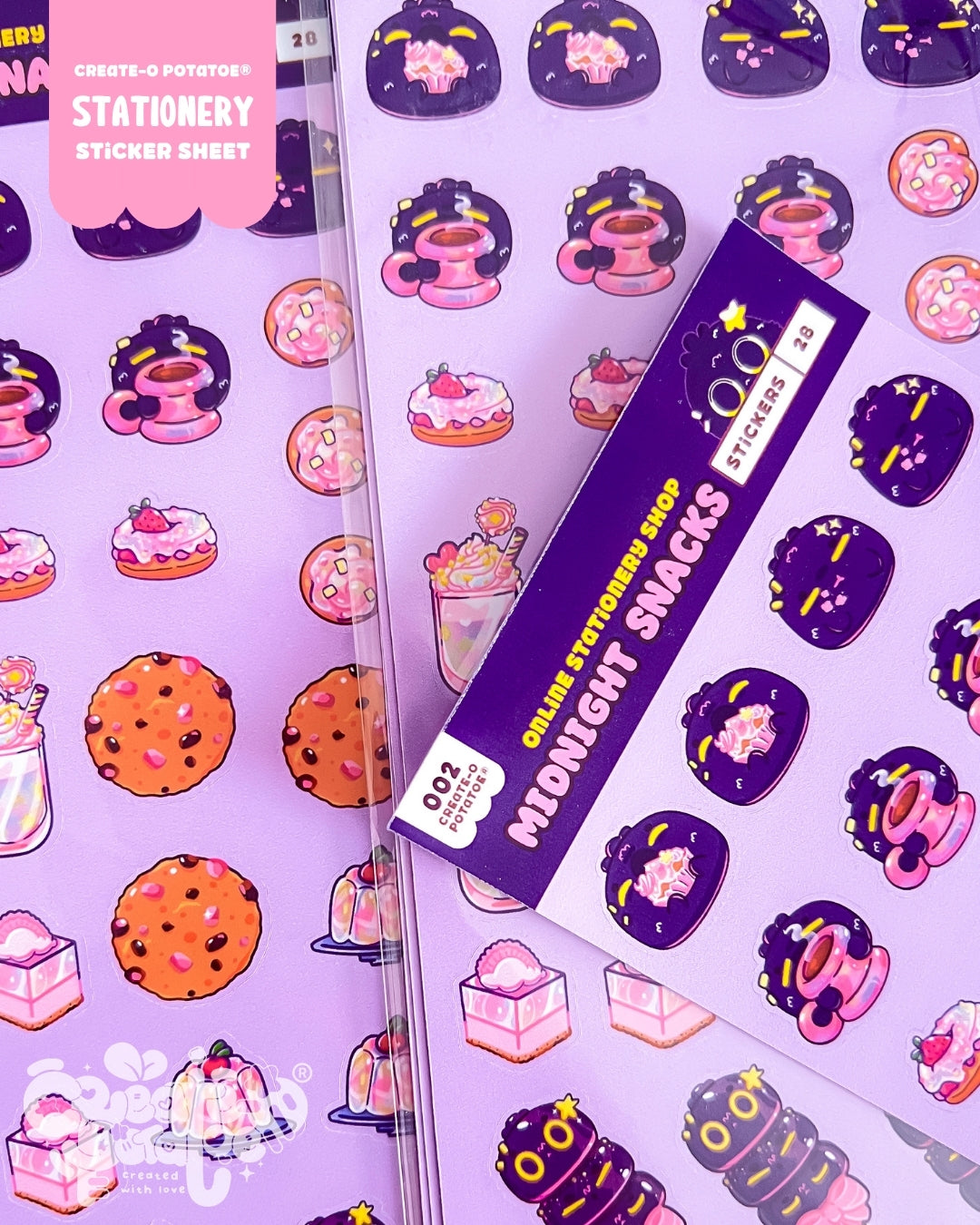 Midnight Snacks | Tired Poof Stationery Sticker Sheet