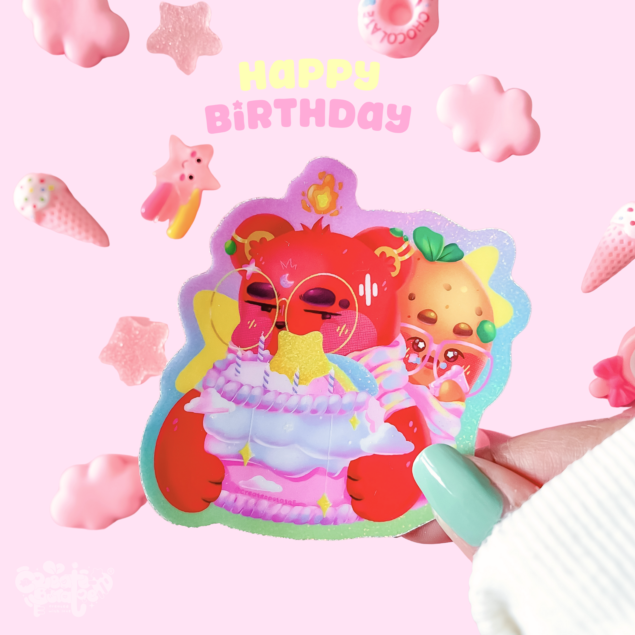 Happy Birthday Create-O | Glossy Glitter Vinyl Sticker