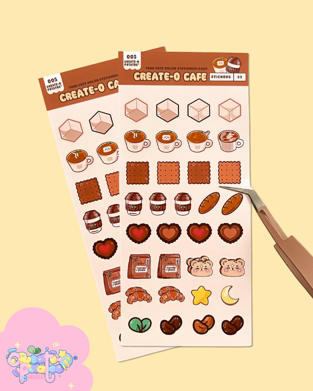Create-O Cafe | Cafe Themed Stationery Sticker Sheets