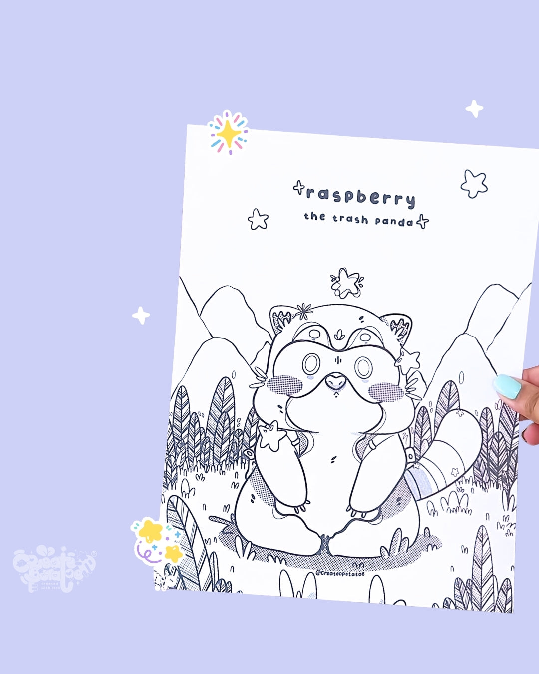 Raspberry the Trash Panda Coloring Pages | digital download & printable