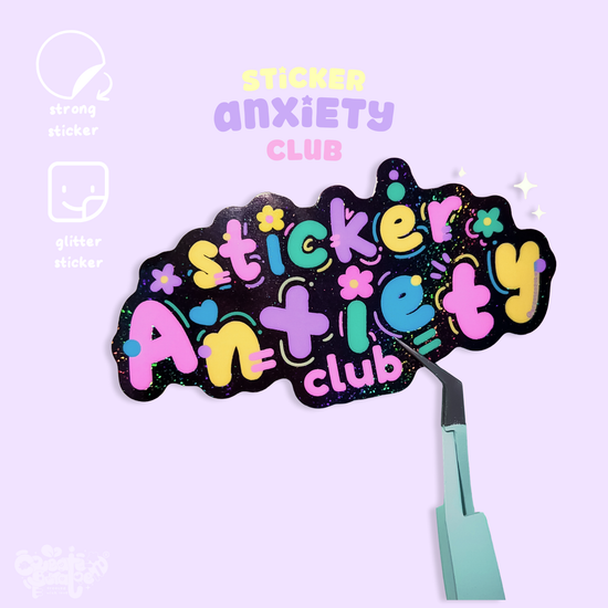 Sticker Anxiety Club | Glossy Glitter Vinyl Sticker