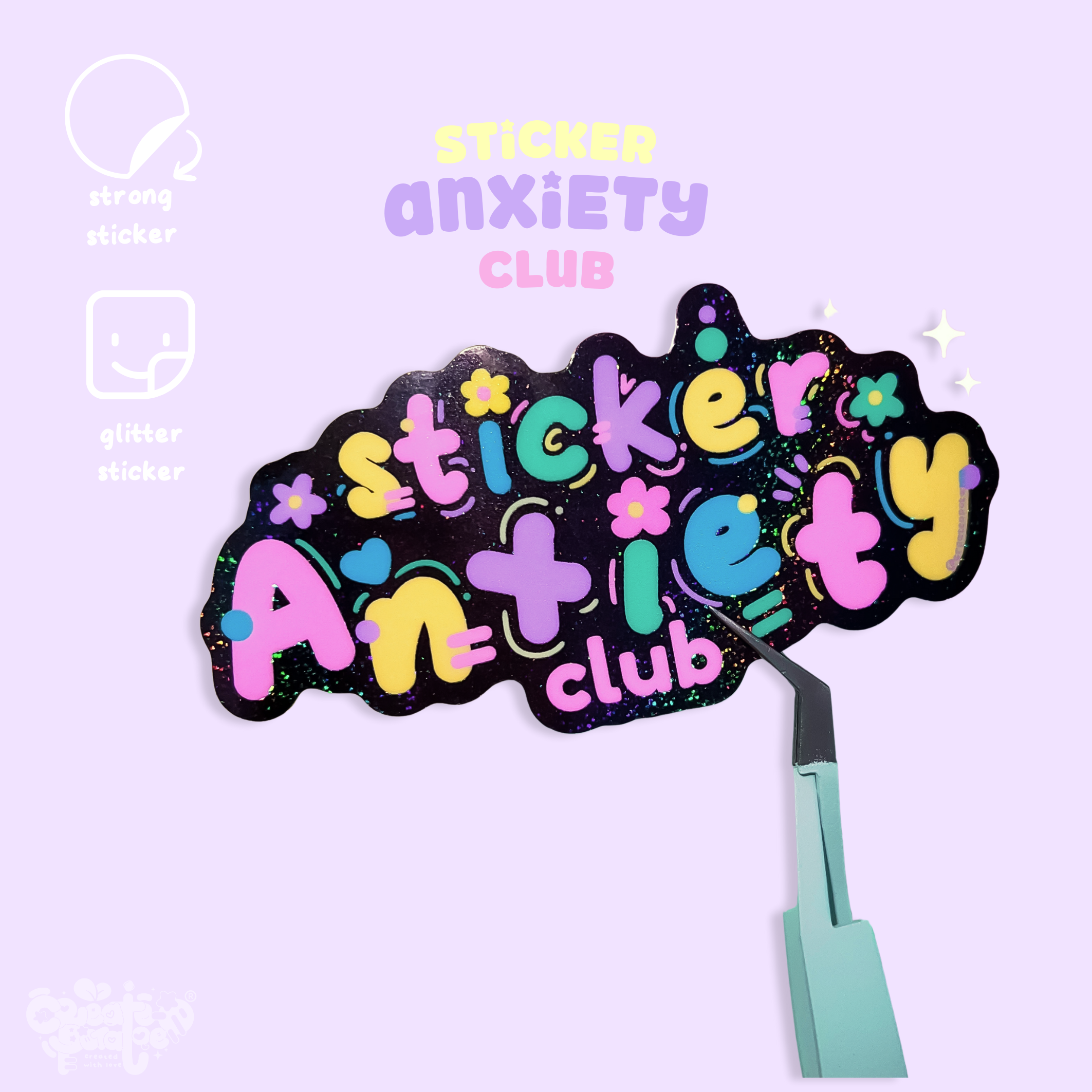 Sticker Anxiety Club | Glossy Glitter Vinyl Sticker