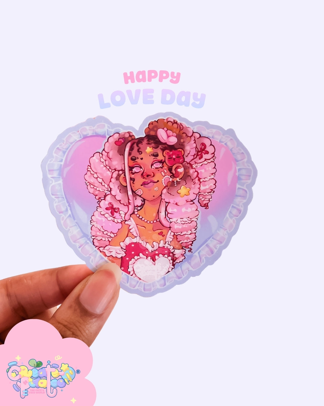 Happy Love Day |  Kawaii Valentine Theme Matte Die-Cut Sticker