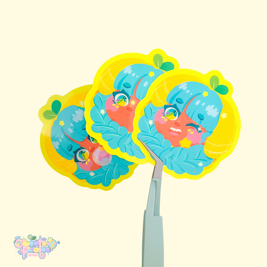 Chibi Luna Lemon matte sticker | Kawaii Black Girl Die-Cut Vinyl Decal