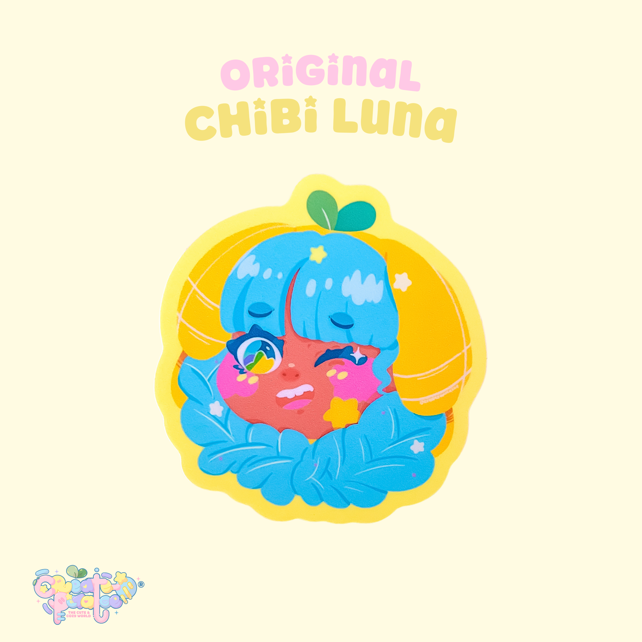 Chibi Luna Lemon matte sticker | Kawaii Black Girl Die-Cut Vinyl Decal