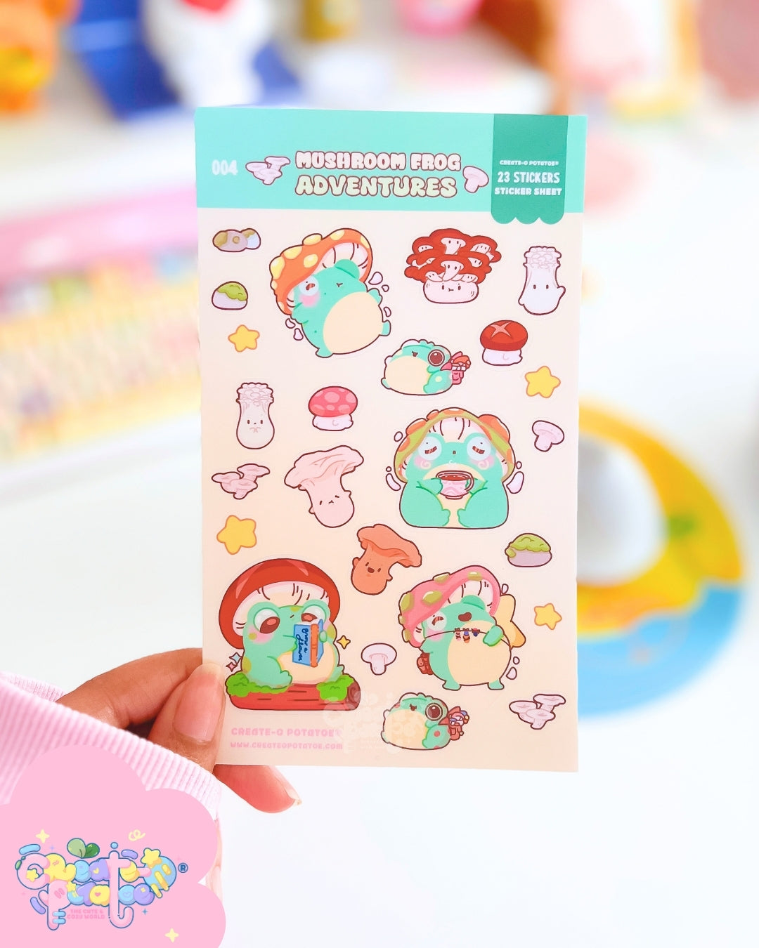 Mushroom Frog Adventures | 23 Stickers Kawaii Stickersheet Vinyl Decals