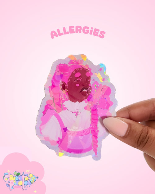 Allergies | Prism Sticker | Kawaii Black Girl Die-Cut Vinyl Sticker