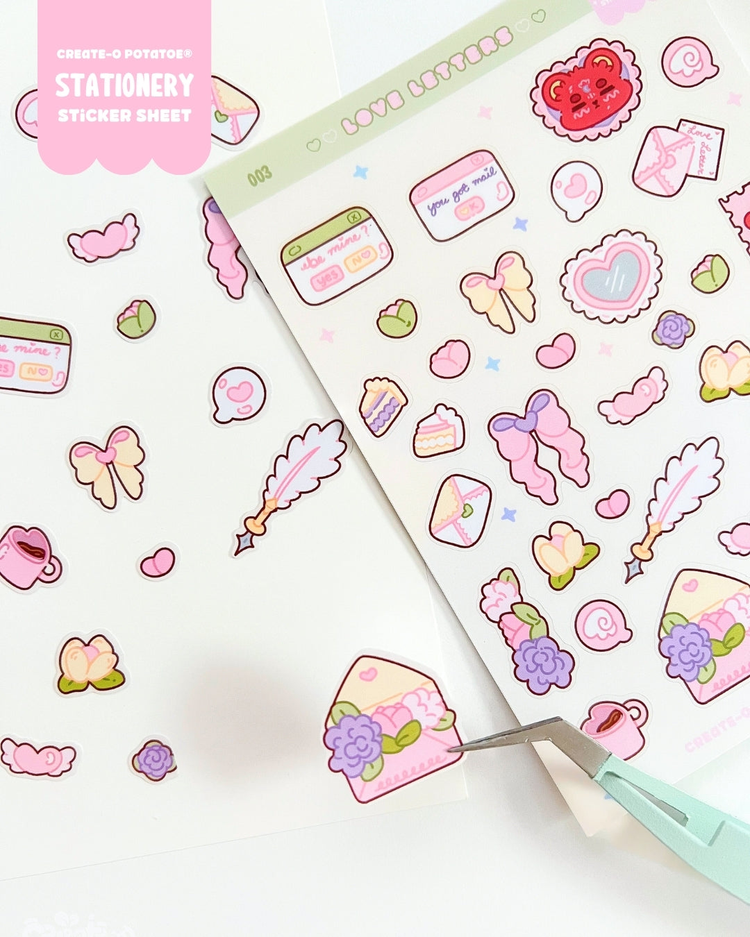 Love Letters | 34 Stickers Kawaii Stationery Stickersheet Vinyl Decals