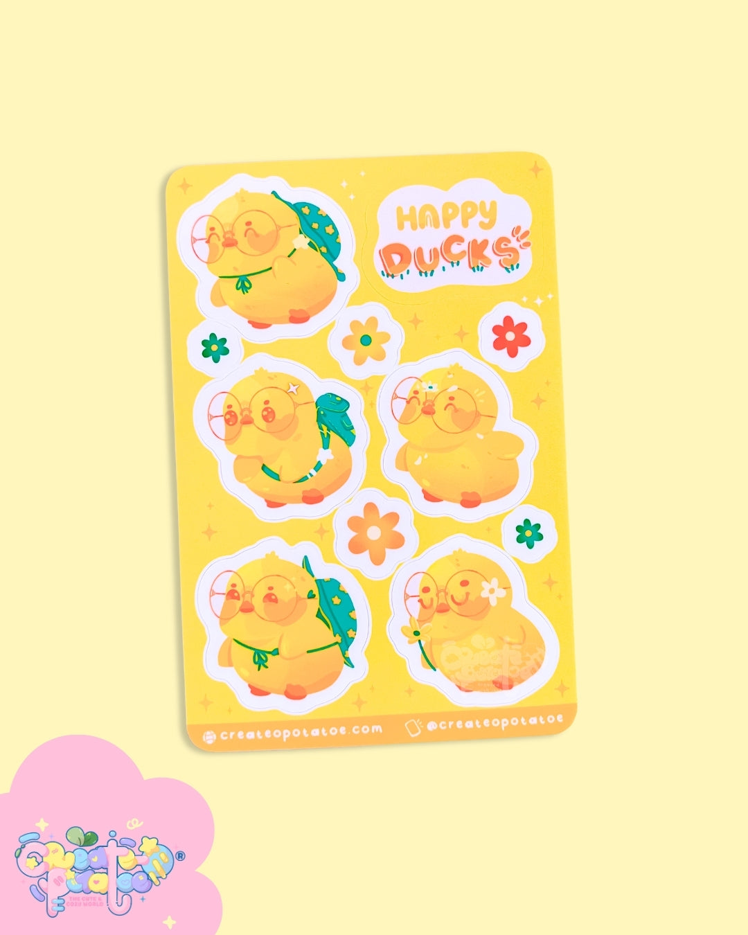 Happy Ducks Sticker Sheet | Kawaii Ducks Die-Cut Vinyl Decal