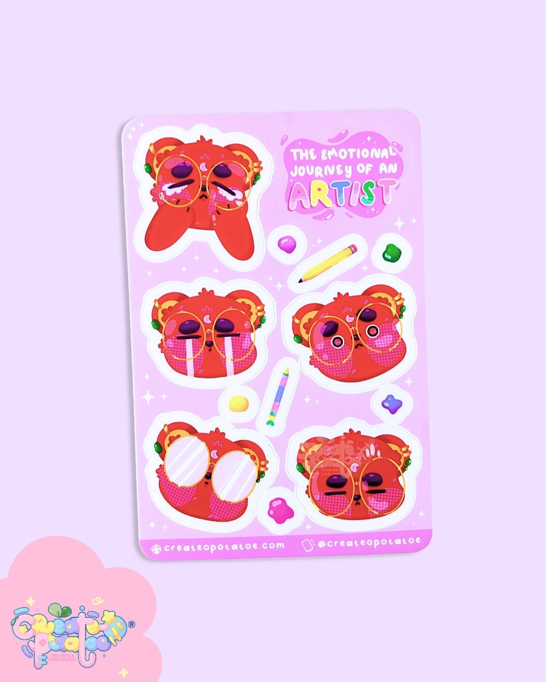 The Emotional Journey of An Artist | Matte Vinyl Kawaii Decal Sticker Sheet