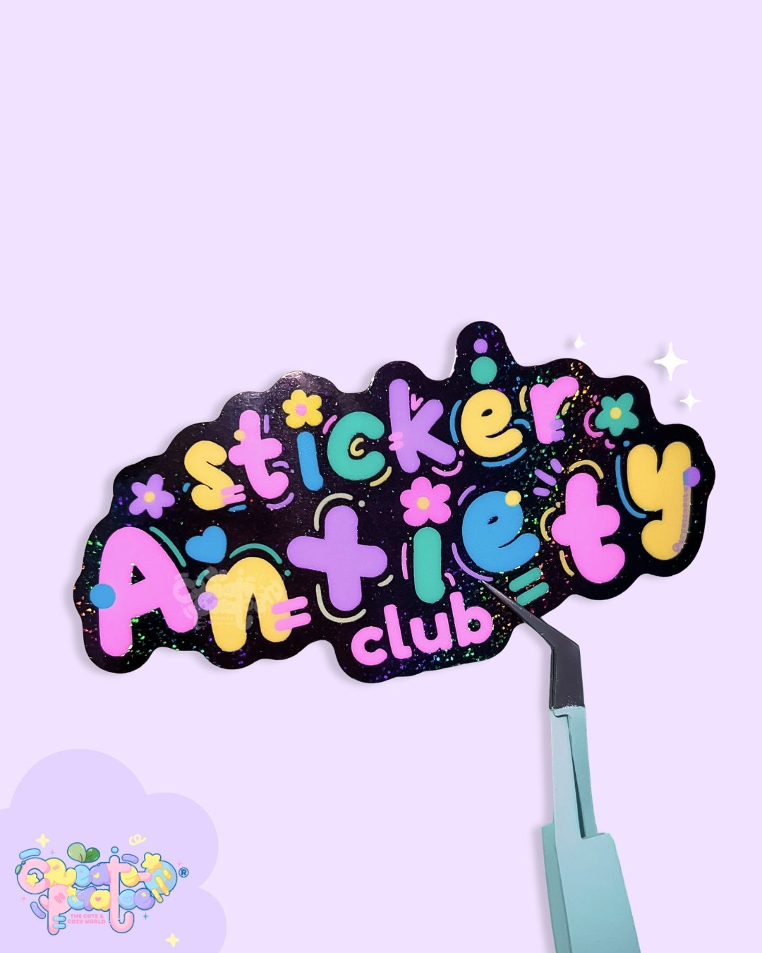 Sticker Anxiety Club | Glossy Glitter Vinyl Sticker