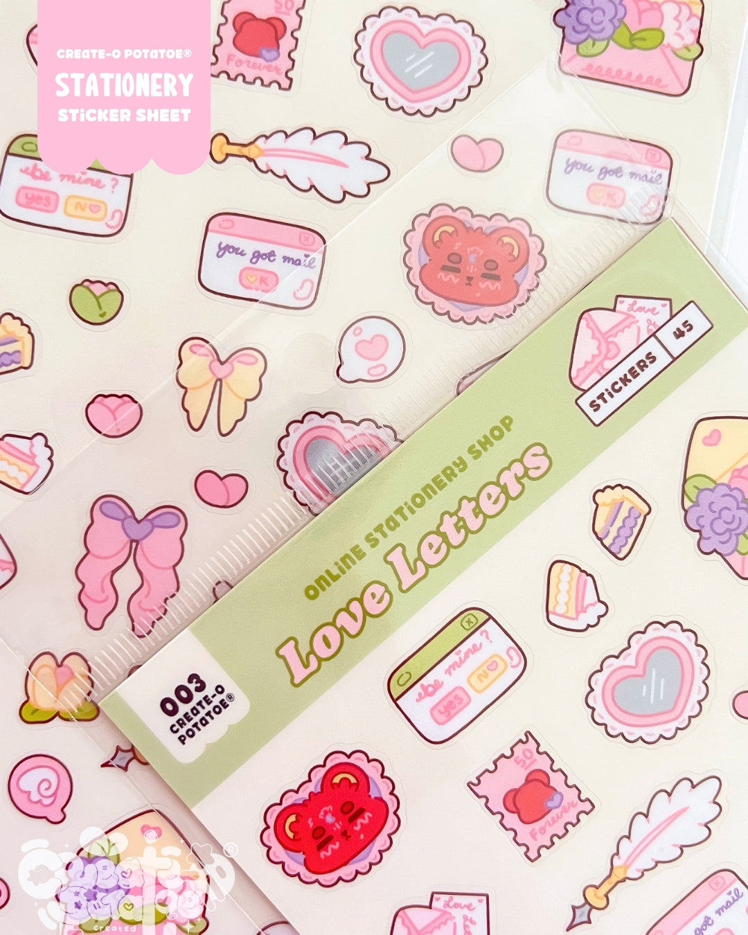 Love Letters | 45 Stickers Kawaii Stationery Stickersheet Vinyl Decals