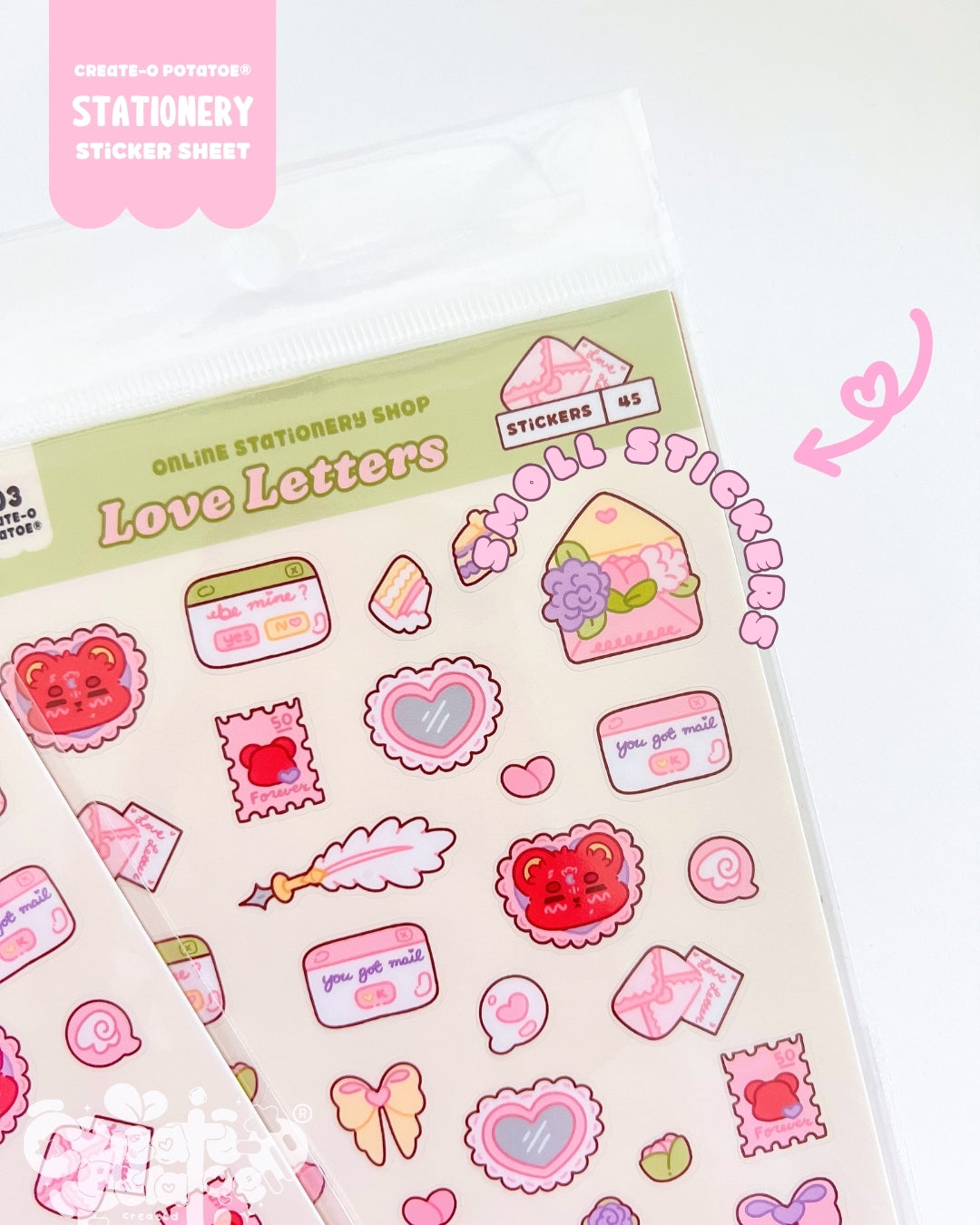 Love Letters | 45 Stickers Kawaii Stationery Stickersheet Vinyl Decals