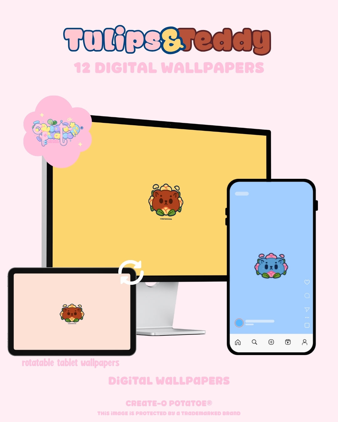 Tulips & Teddy | April Wallpapers
