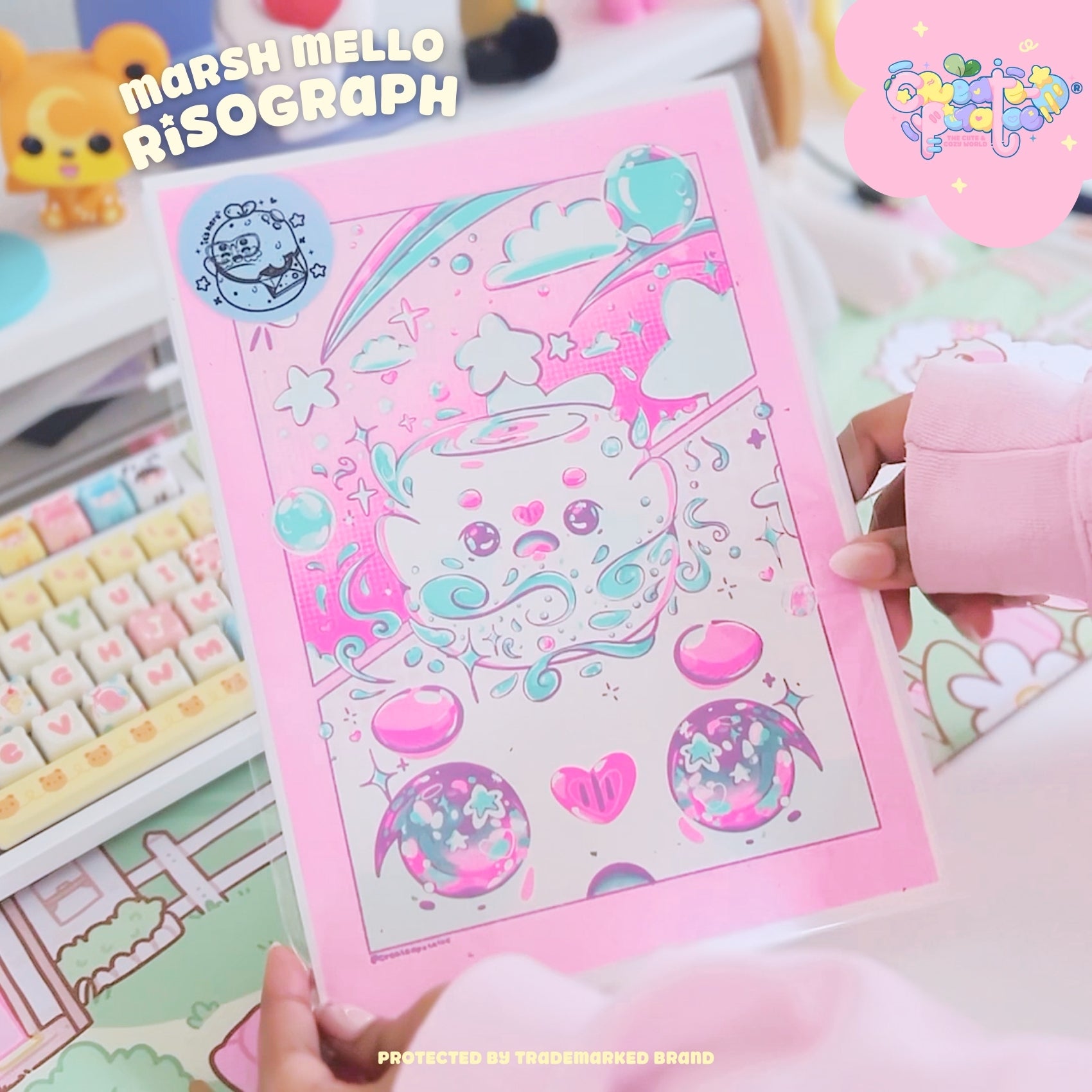 Marsh Mello's Transformation| Risograph Print | Office Decor & Home Decor