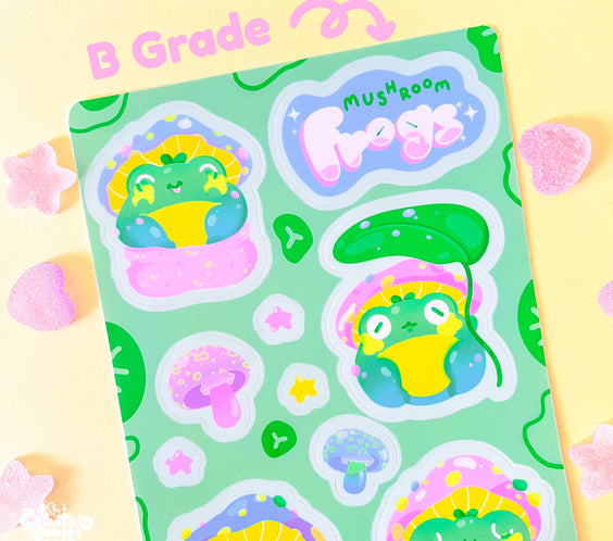 Mushroom Frogs Sticker Sheet | Kawaii Frog Stickers | Die-Cut Vinyl Decal