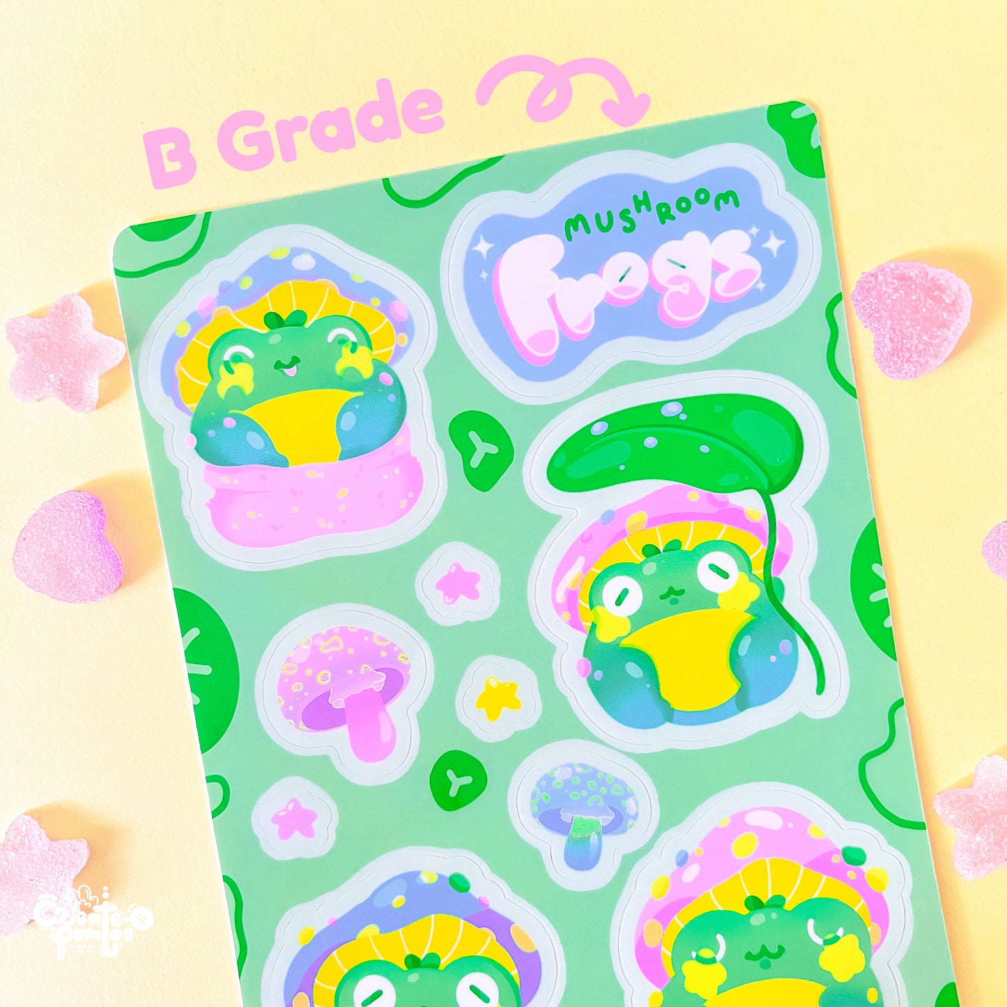 Mushroom Frogs Sticker Sheet | Kawaii Frog Stickers | Die-Cut Vinyl Decal