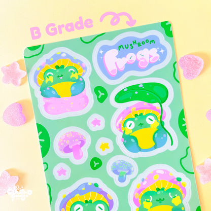 Mushroom Frogs Sticker Sheet | Kawaii Frog Stickers | Die-Cut Vinyl Decal