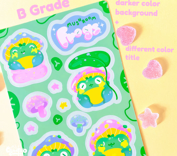 Mushroom Frogs Sticker Sheet | Kawaii Frog Stickers | Die-Cut Vinyl Decal