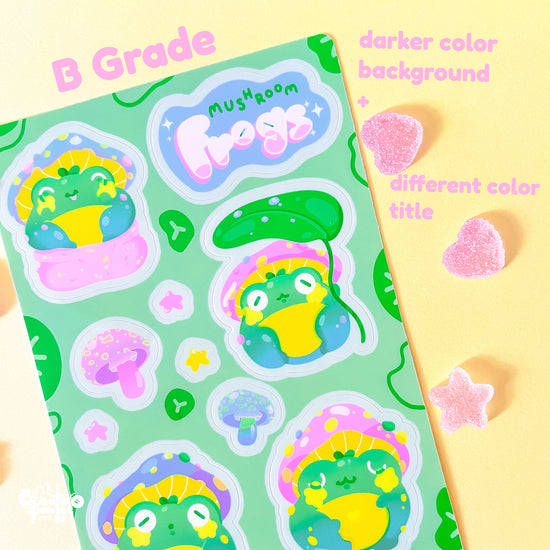 Mushroom Frogs Sticker Sheet | Kawaii Frog Stickers | Die-Cut Vinyl Decal