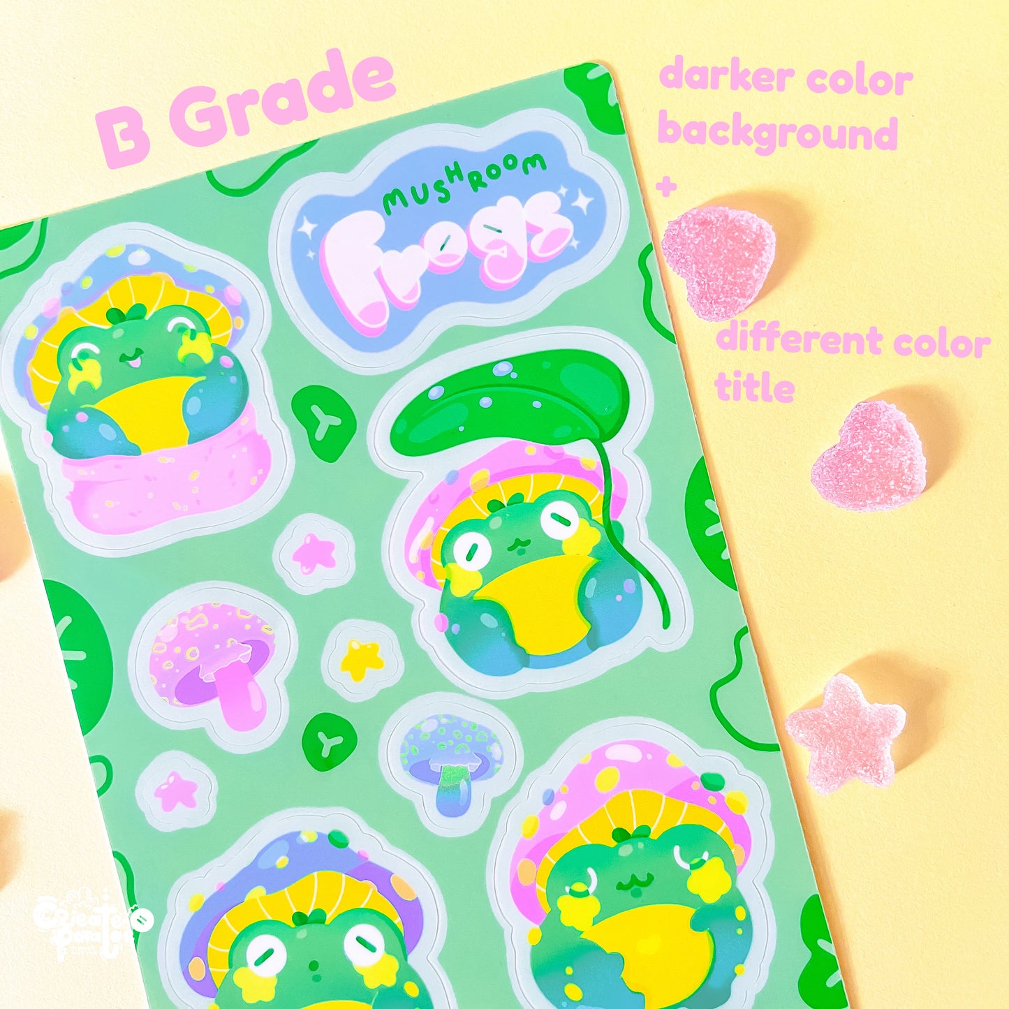 Mushroom Frogs Sticker Sheet | Kawaii Frog Stickers | Die-Cut Vinyl Decal