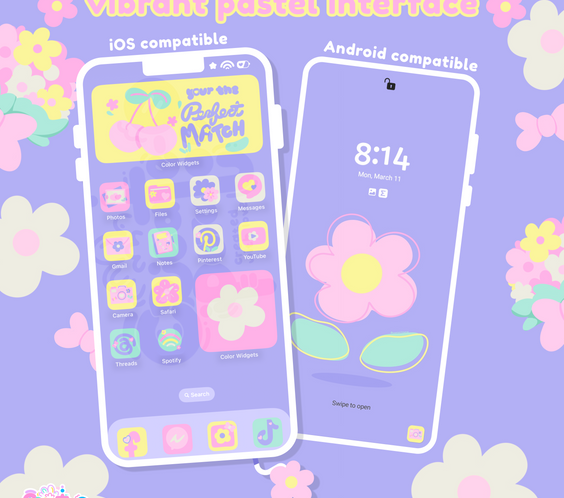 Perfect Pastel Theme | iOS, iPadOS, & android theme | Digital Downloadable