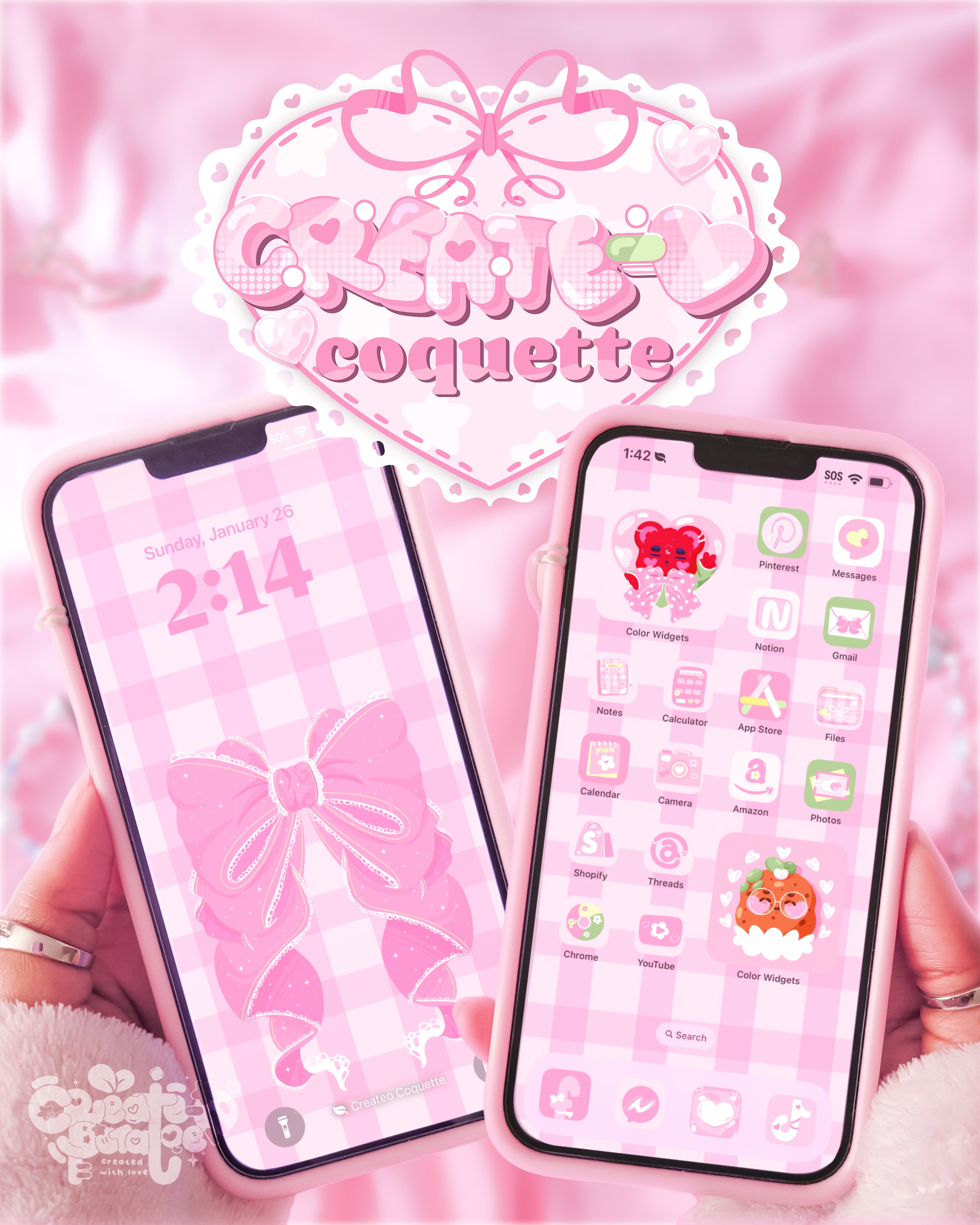 Create-O Coquette | iOS, iPadOS, & android theme | Digital Downloadable