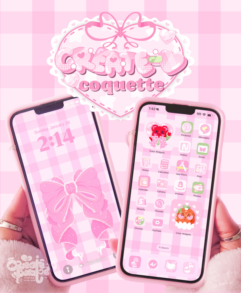Create-O Coquette | iOS, iPadOS, & android theme | Digital Downloadable