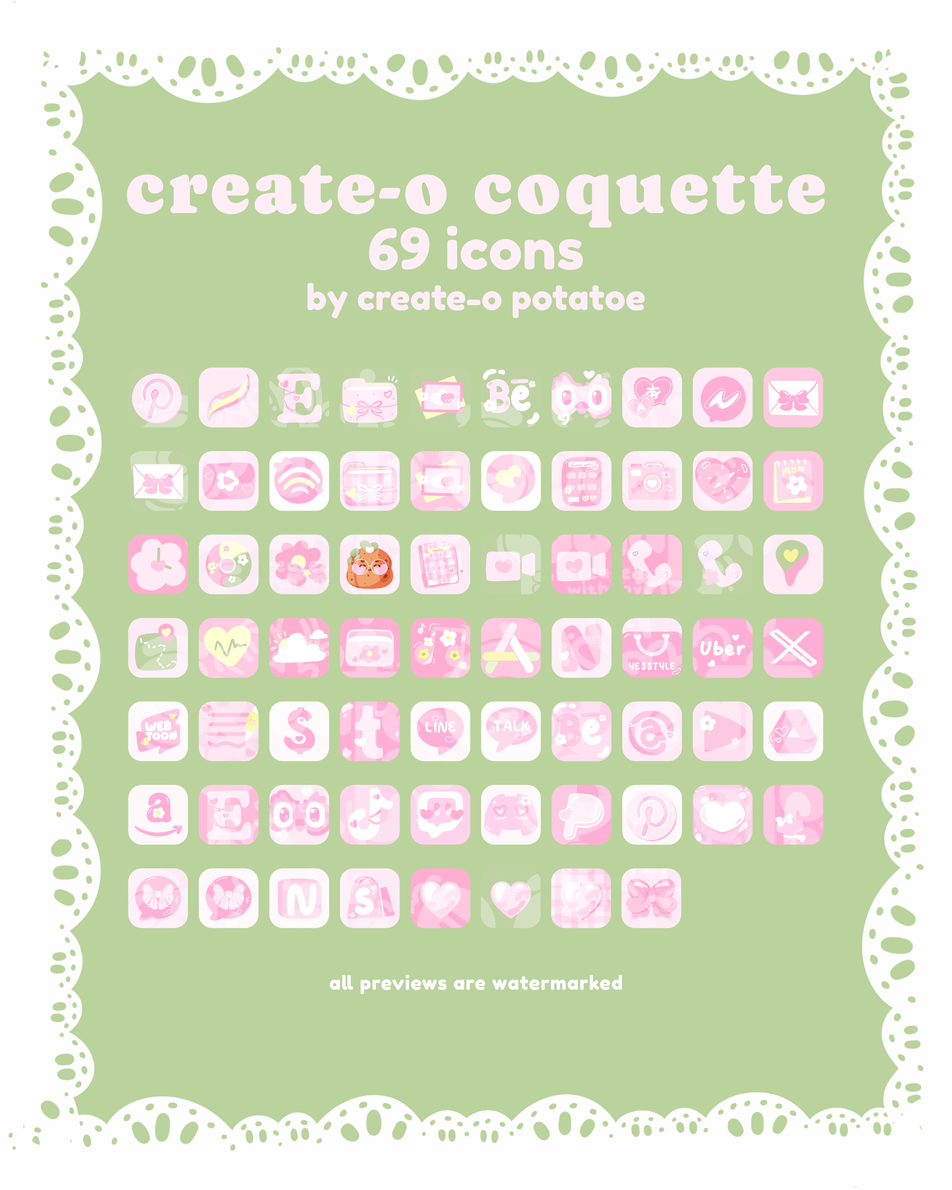 Create-O Coquette | iOS, iPadOS, & android theme | Digital Downloadable
