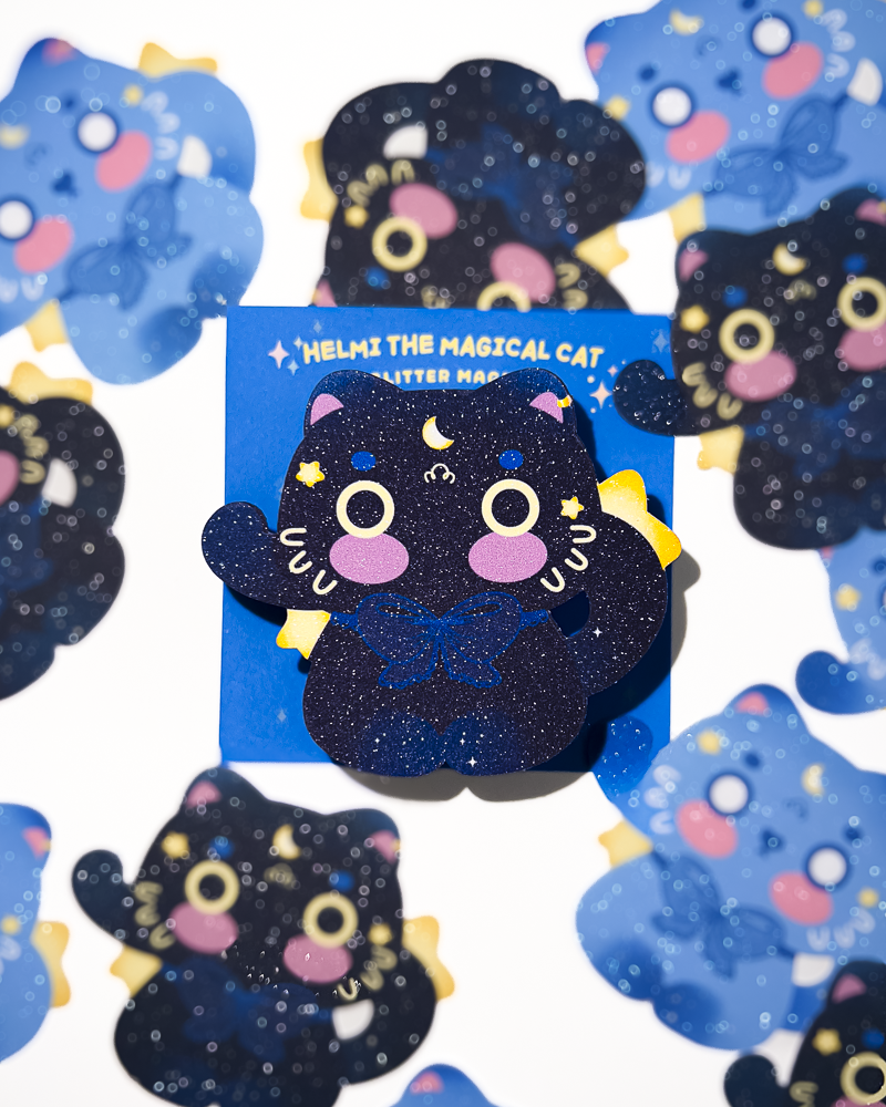 Helmi the Magical Cat | Glitter Magnets | Office & Home Decor