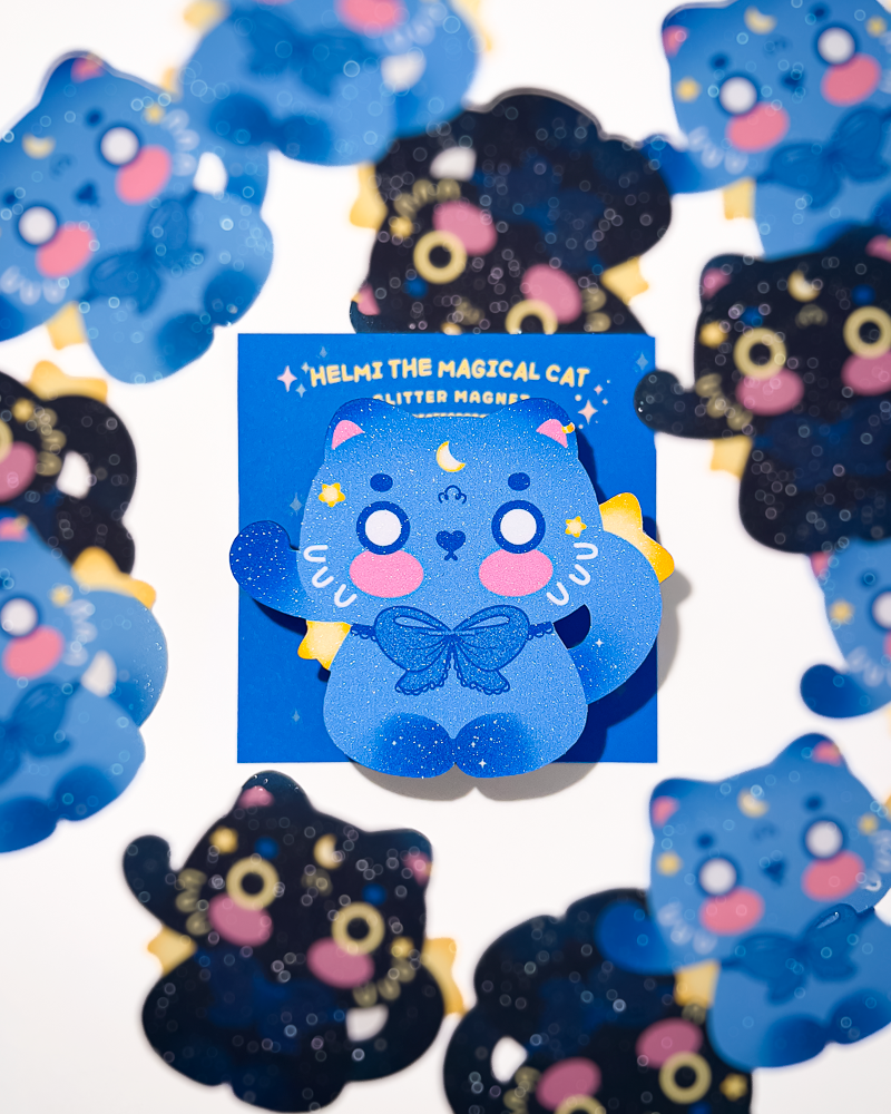 Helmi the Magical Cat | Glitter Magnets | Office & Home Decor