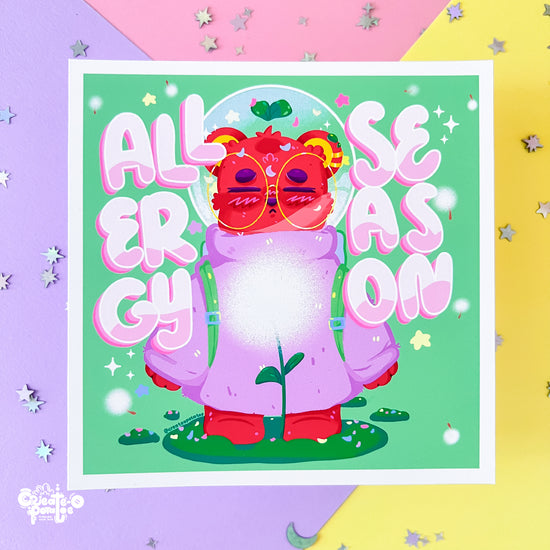 Allergy Season Art Print | Sarcastic Bear Illustration | Kawaii Home Decor