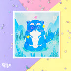 Raspberry Trash Panda | art print by Create-O Potatoe®