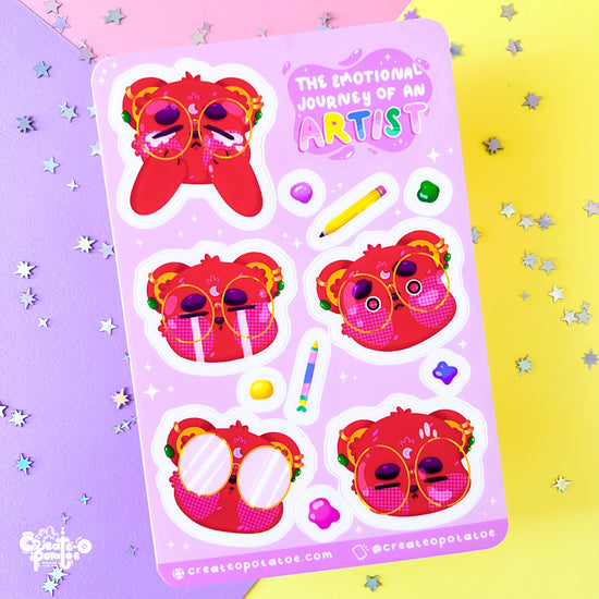The Emotional Journey of An Artist | Matte Vinyl Kawaii Decal Sticker Sheet