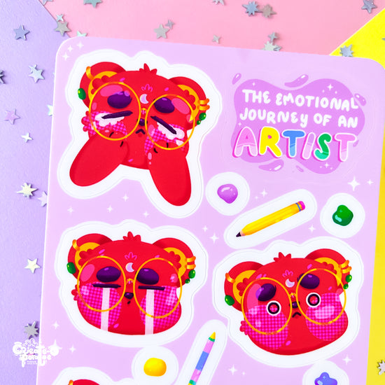 The Emotional Journey of An Artist | Matte Vinyl Kawaii Decal Sticker Sheet