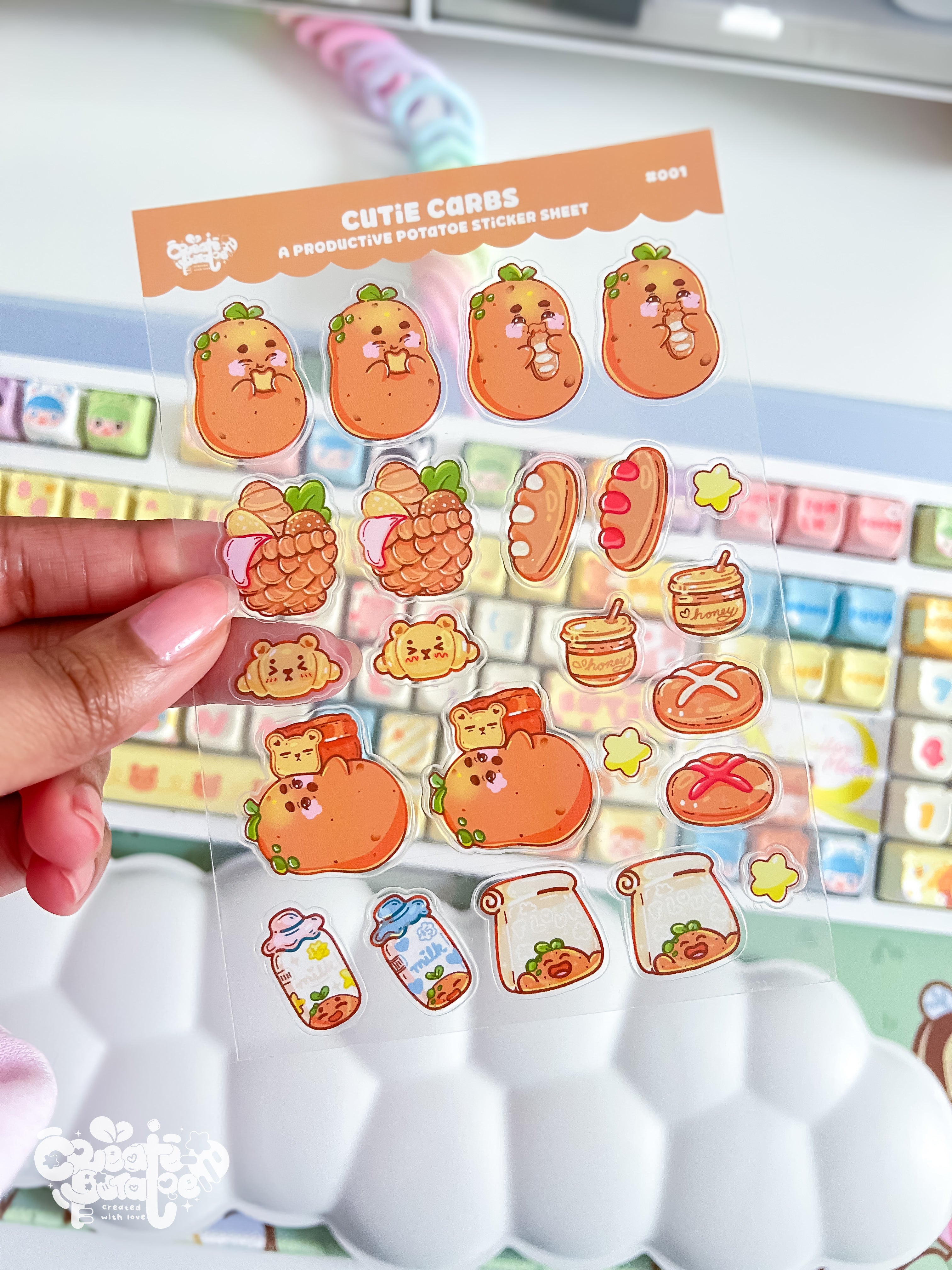 Cutie Carbs | Clear Sticker Sheet | Die-Cut Vinyl Decal