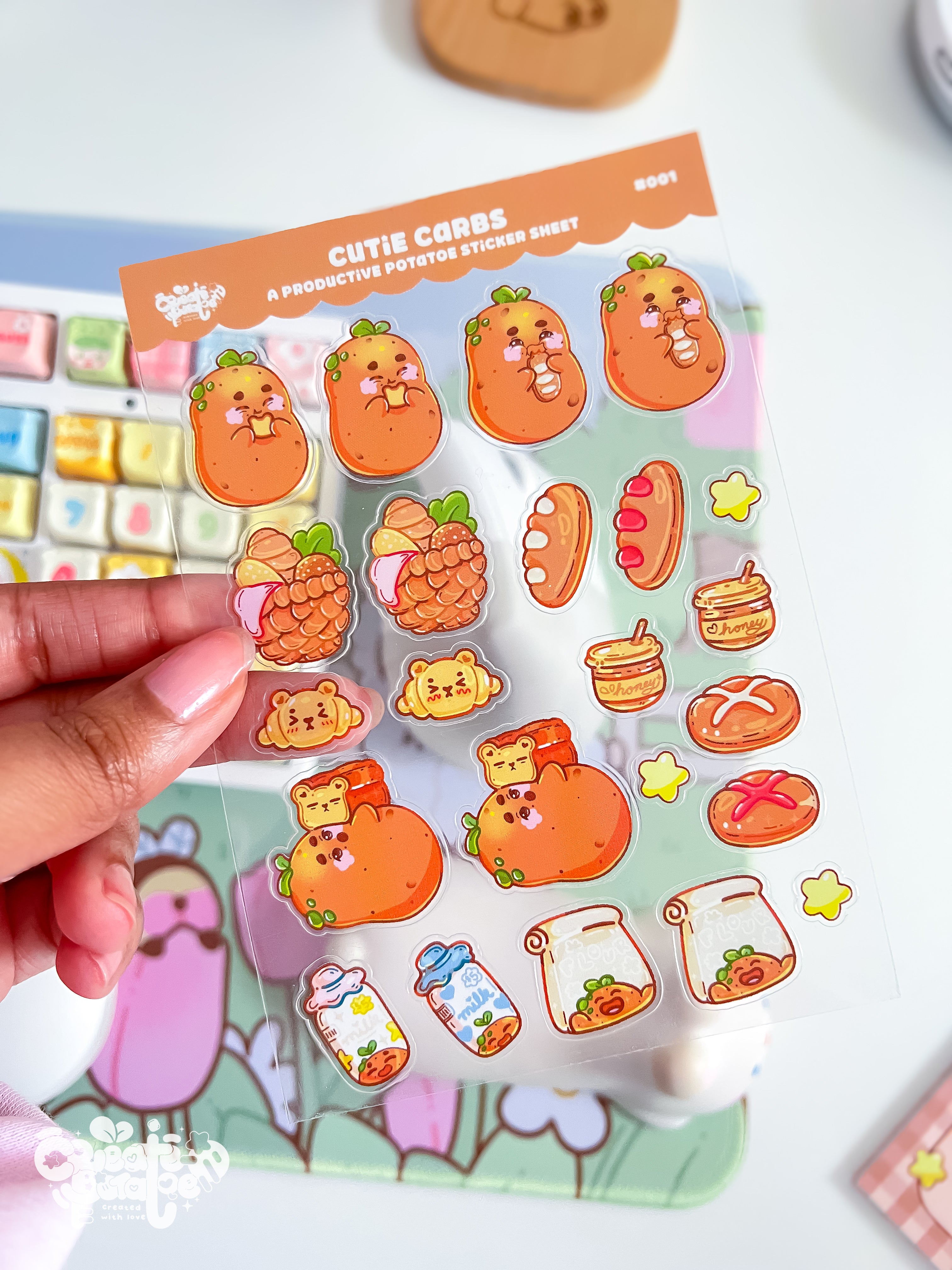 Cutie Carbs | Clear Sticker Sheet | Die-Cut Vinyl Decal
